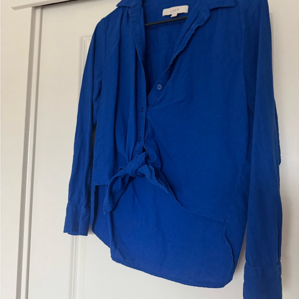 LOFT Blue Button-Up Top